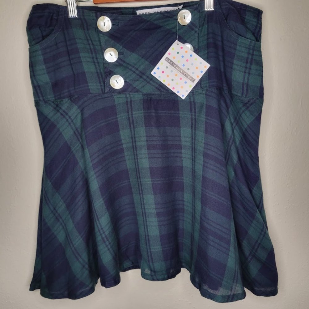 NWT Gretchen Scott Plaid Skirt Size S